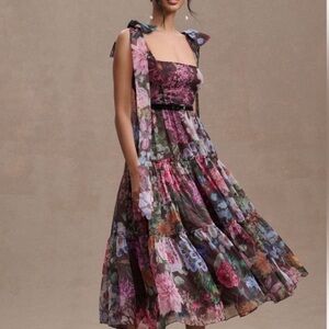 Anthropologie BHLDN ISABELLA TIERED SQUARE-NECK A-LINE MIDI DRESS